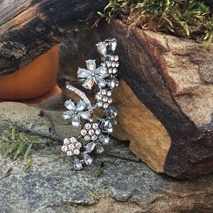 Sz 5.5 stunning flower crystal long ring boho new